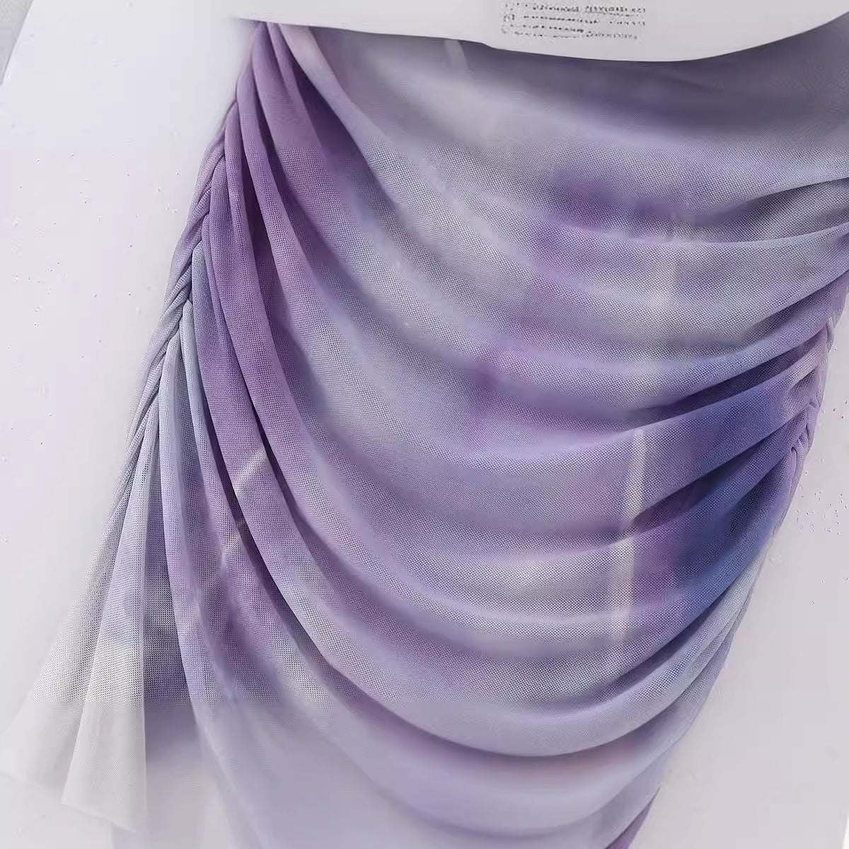 French Printing Silk Net Asymmetric Dress