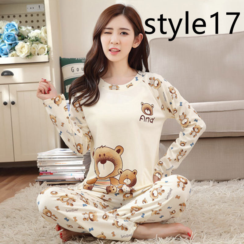 Milk Silk Cartoon Long-sleeved Trousers Ladies Home Service Suit