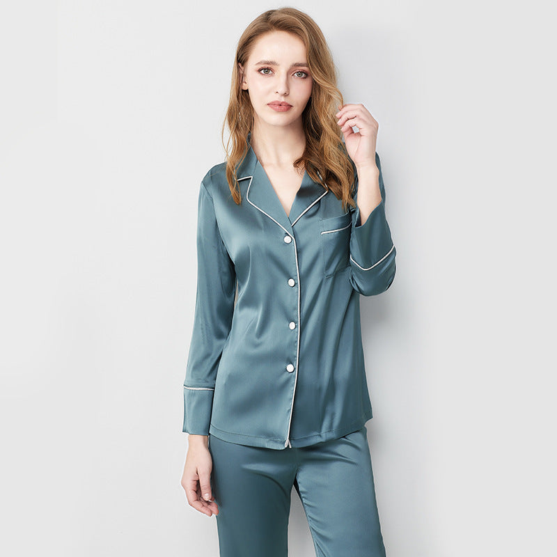 New Ice Silk Pajamas Women's Silk Long-sleeved Homewear Suit