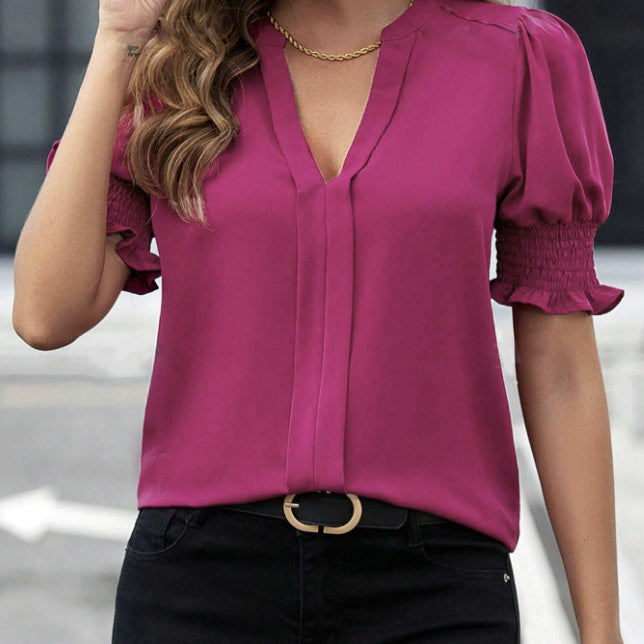 Velina Lantern V-Neck Top