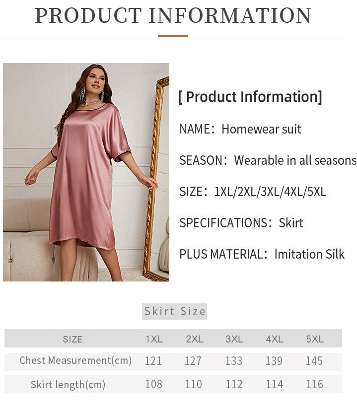 Round Neck Dress Sexy Nightdress Women's Ice Silk
