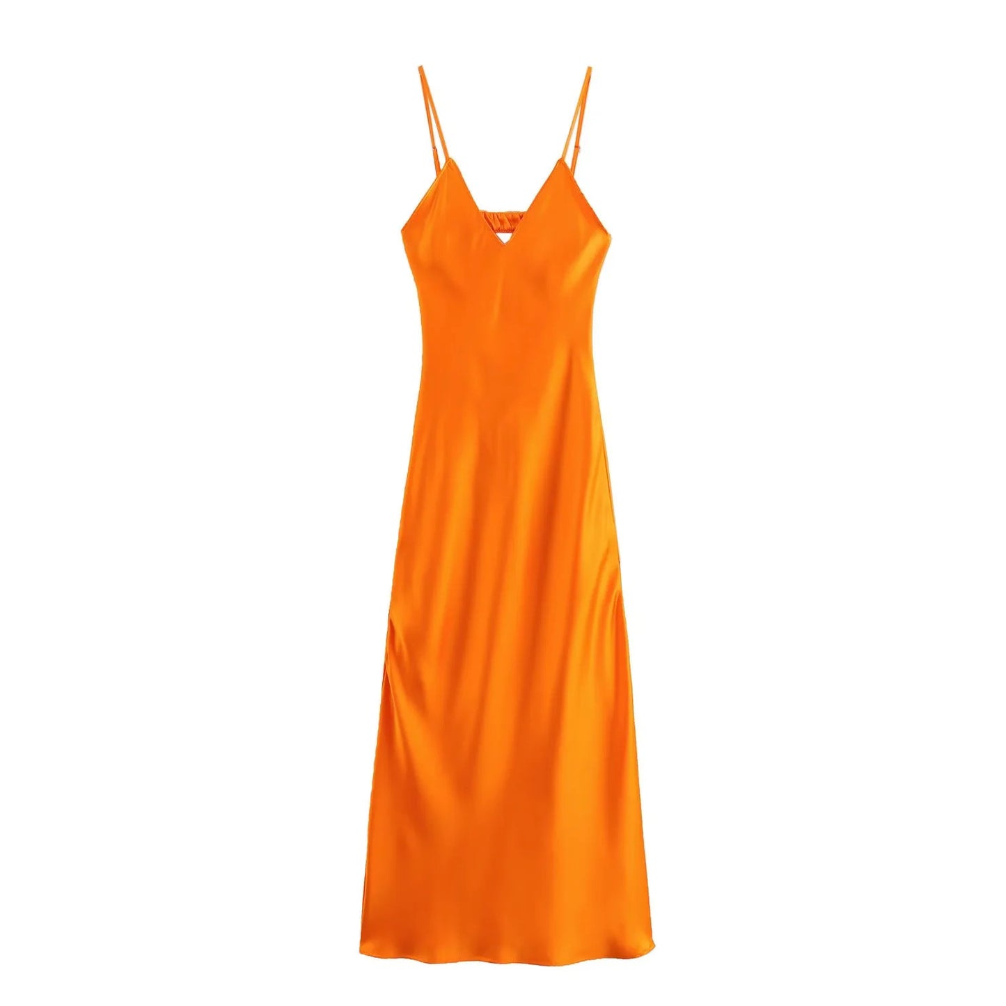 Women's Fashion Casual Silk Satin Sling Dress