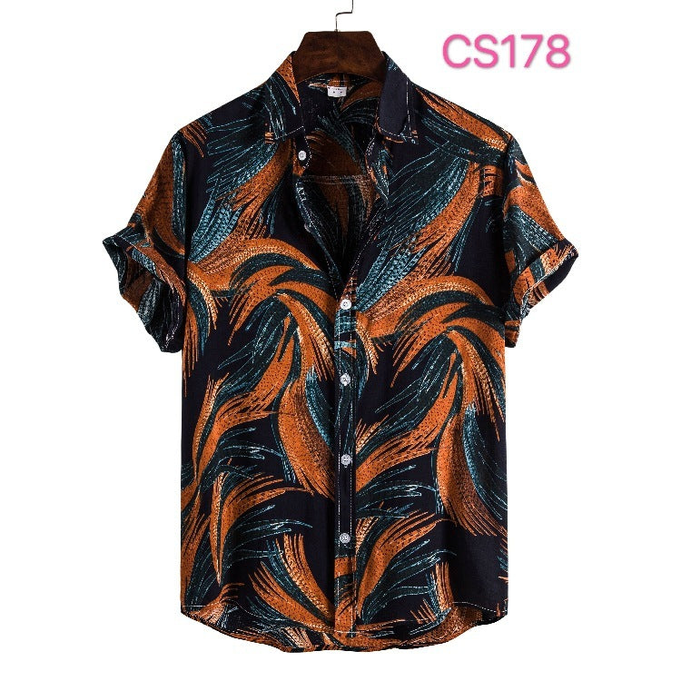 Style Silk Cotton Short-sleeved Lapel Shirt