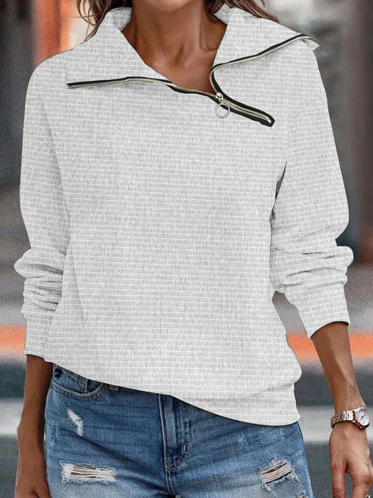 RetroZip Slant Collar Sweatshirt