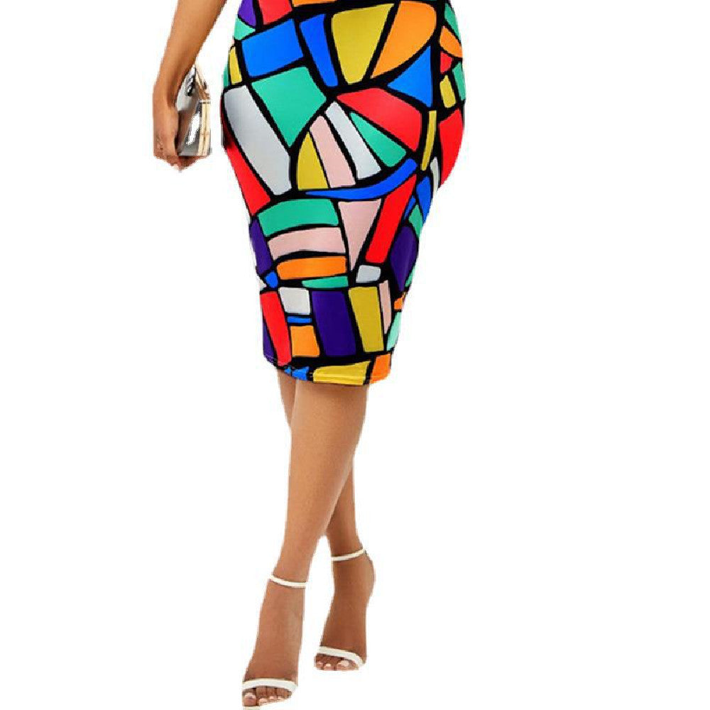 OL Temperament Women's Printed And Dyed Milk Silk Round Neck A-line Dress