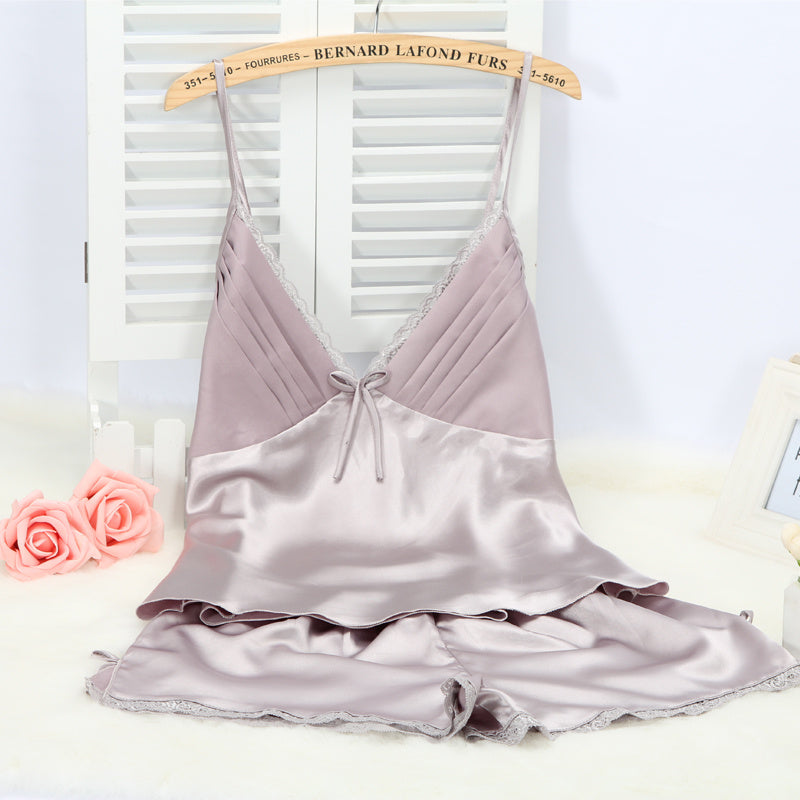 Shorts Suit Thin Silk Suspenders Sexy Home Wear