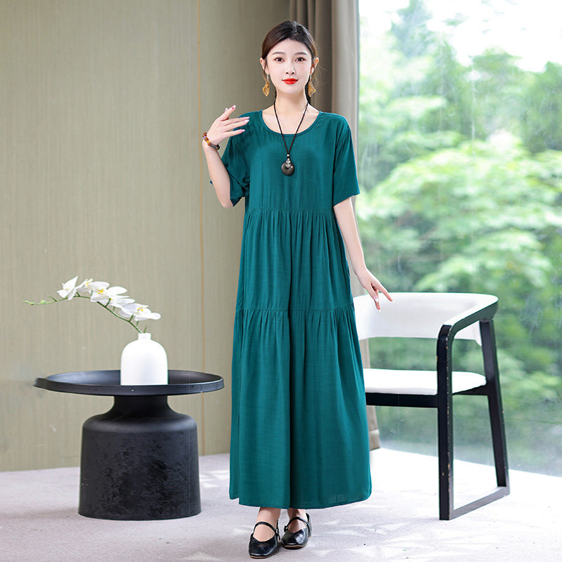 High End Floral Cotton Silk Dress For Women