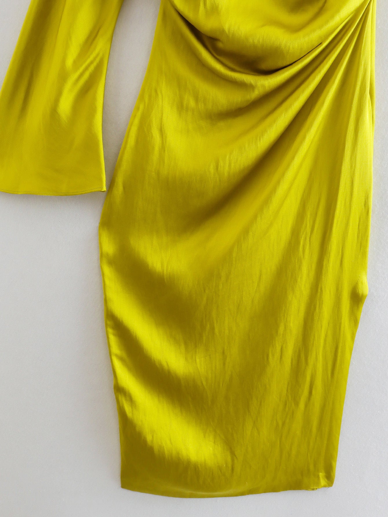 New European And American Style Asymmetric Silk Satin Slit Dress