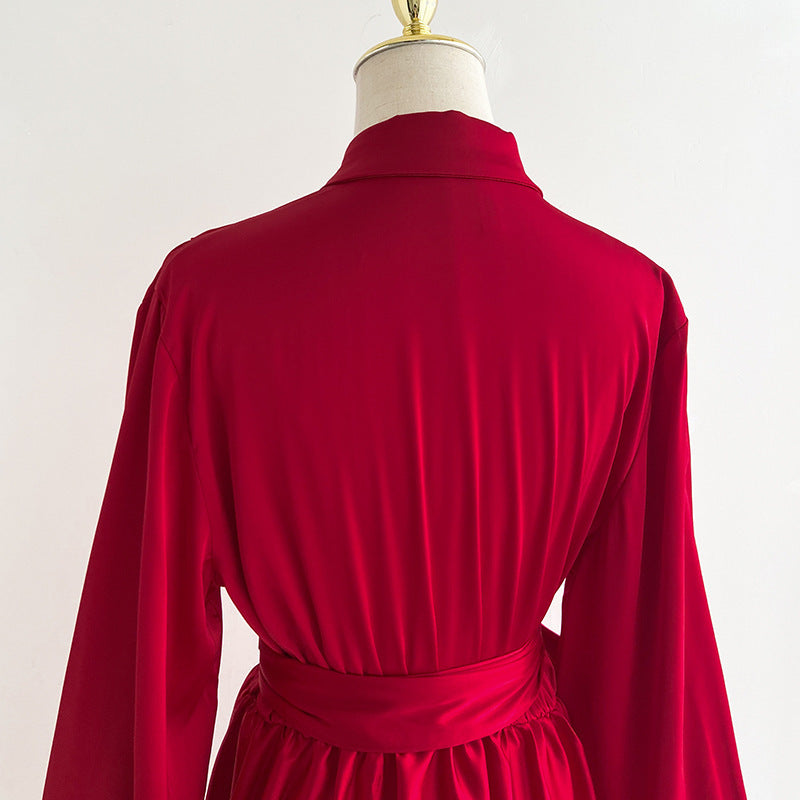 Silk Mid-Length Ice Silk French Wedding Dressing Gown