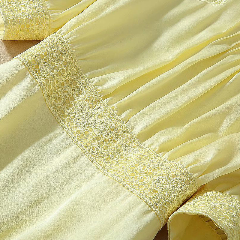 Silk satin heavy embroidery dress