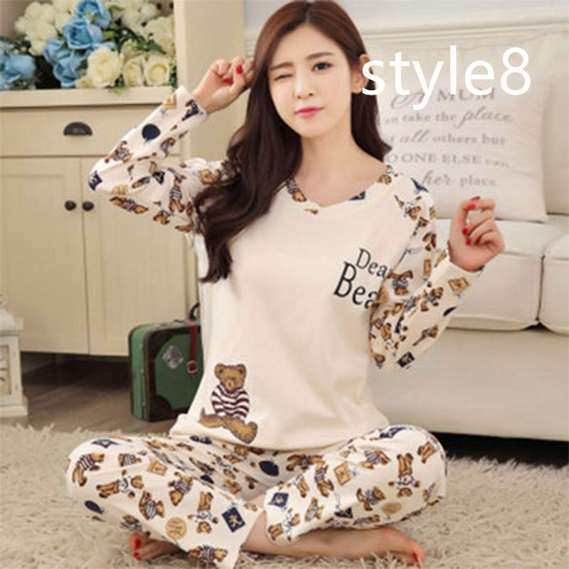 Milk Silk Cartoon Long-sleeved Trousers Ladies Home Service Suit