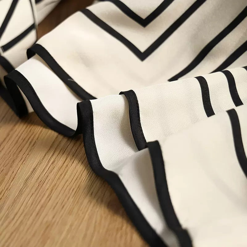 French High-end Vintage Stripe Silk Shirt For Women