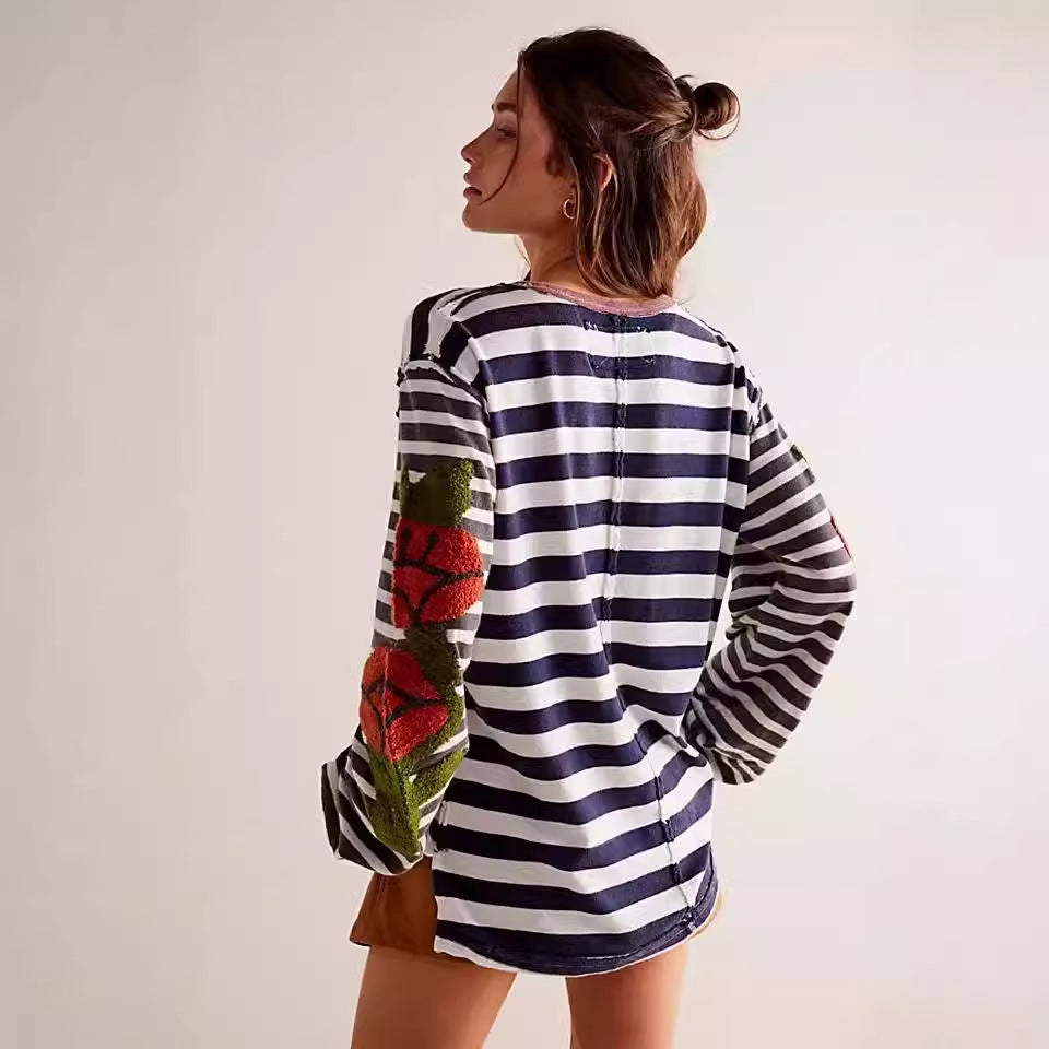 ThornBloom Embroidered Patchwork Sweater