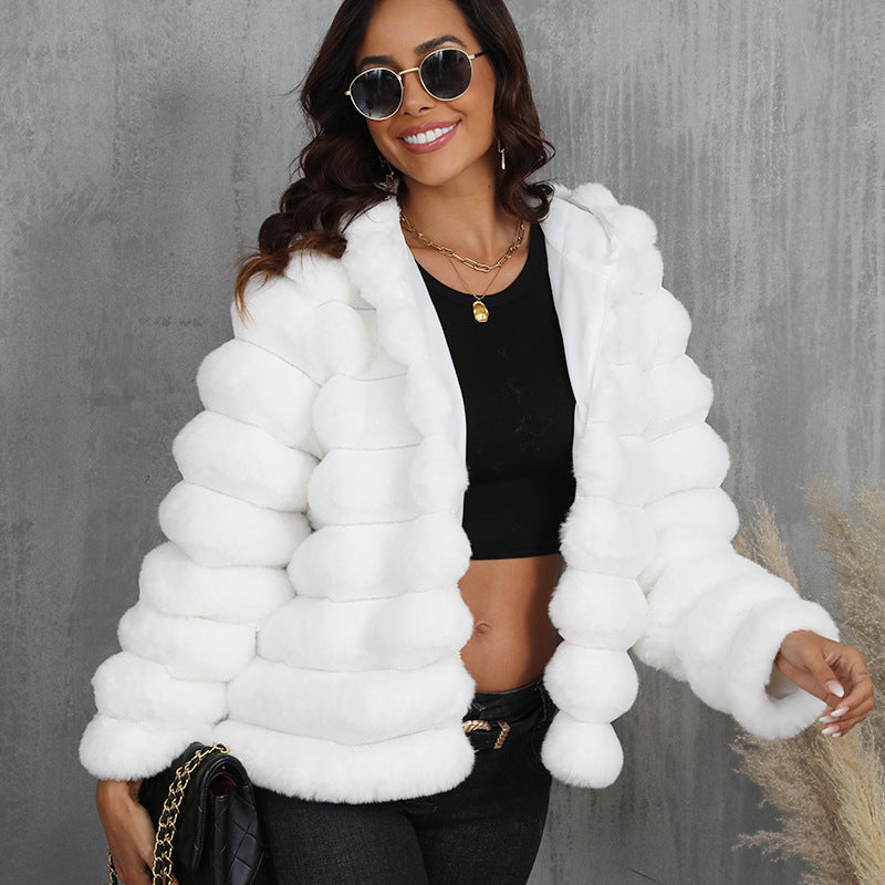 FauxFur Stride Hooded Jacket