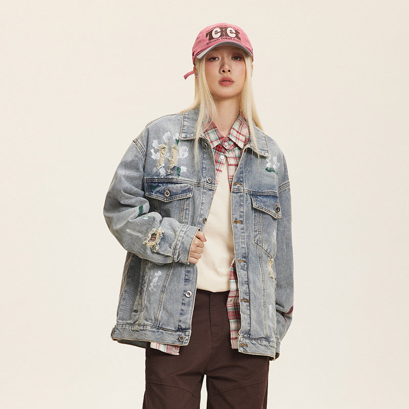 UrbanGraff Ripped Denim Jacket
