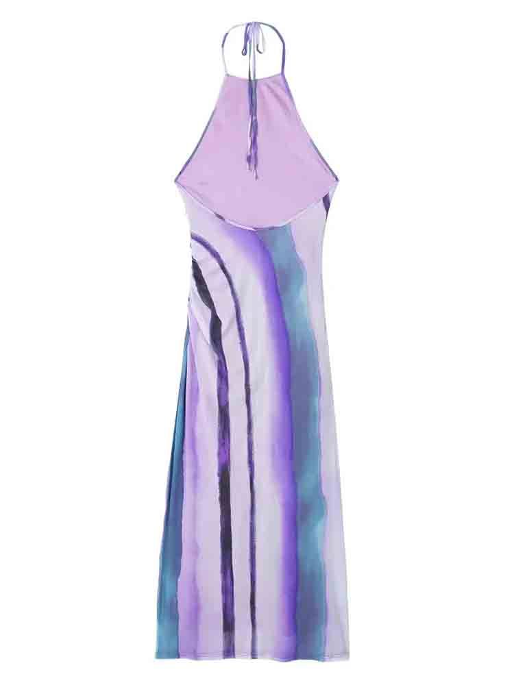 Women's Printed Silk Mesh Midi Dress
