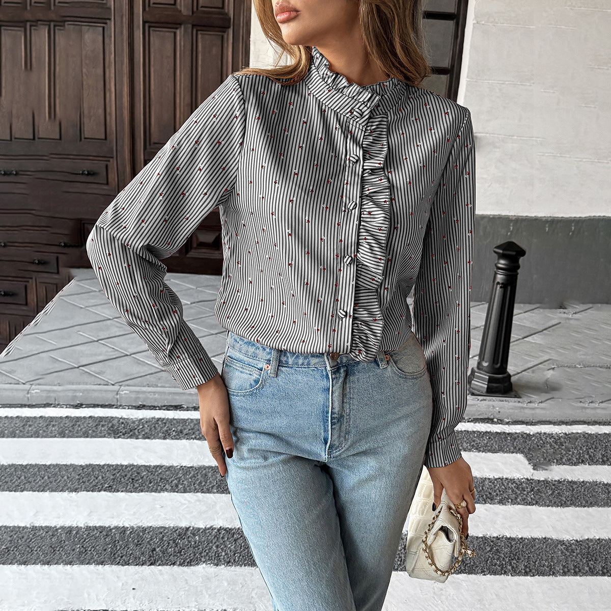 Marivelle Stripe Frill Shirt