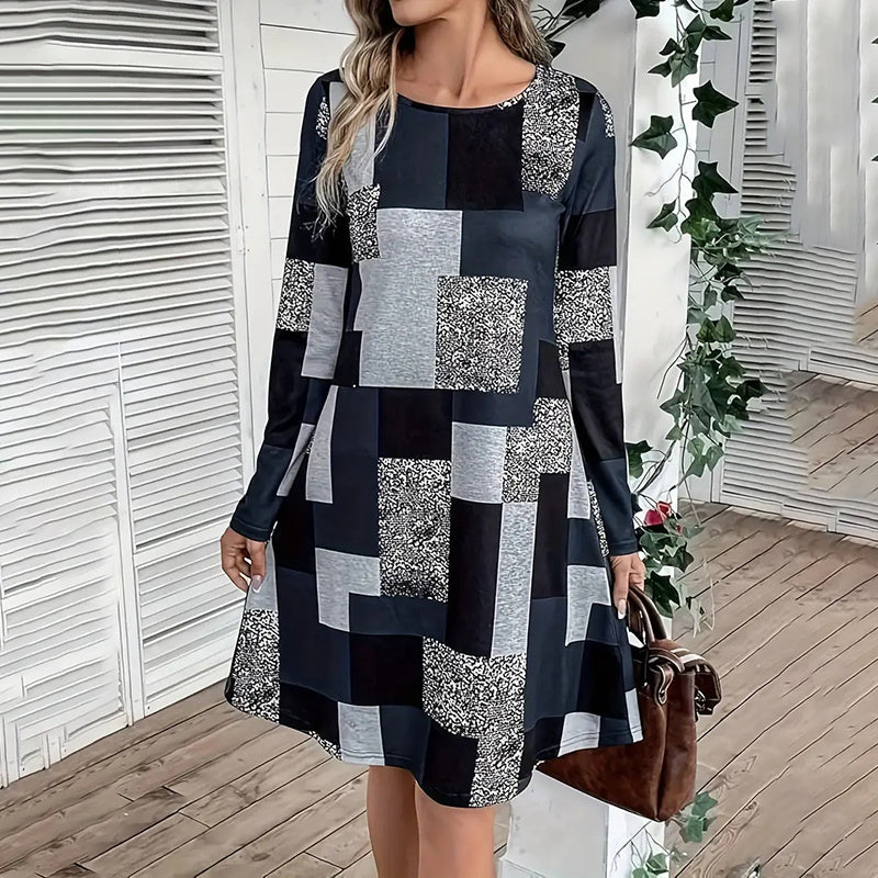 Veridia Print Long Sleeve Dress