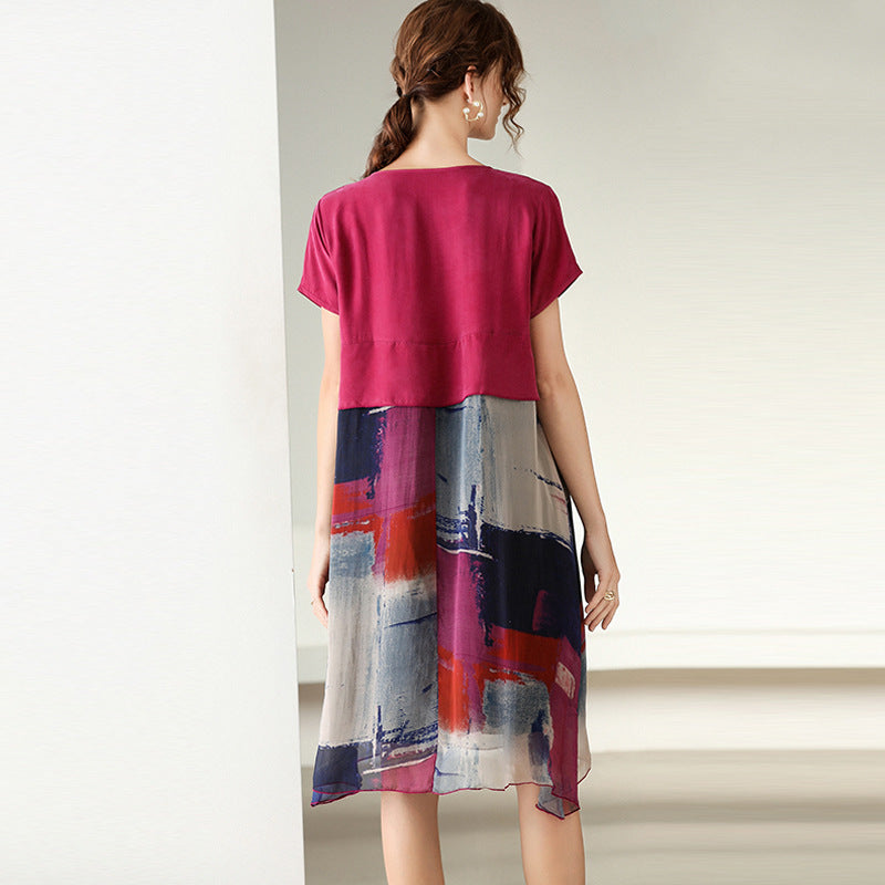 Plus Size Fashion Slimming Summer Silk Dress