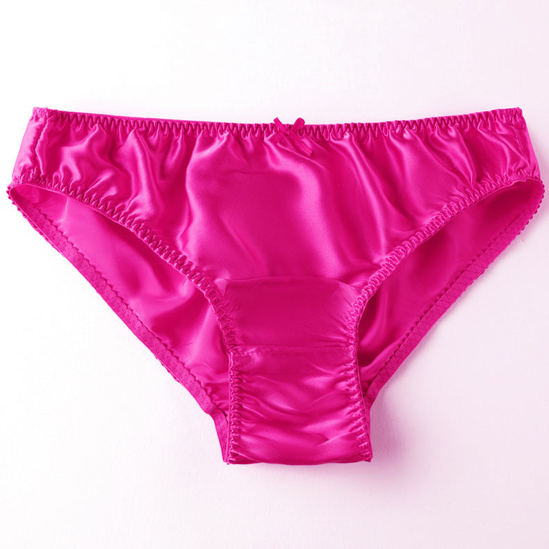 Women's Simple Small Bowknot Solid Color Silk Briefs