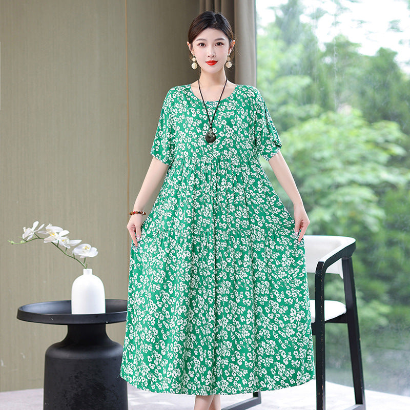 High End Floral Cotton Silk Dress For Women