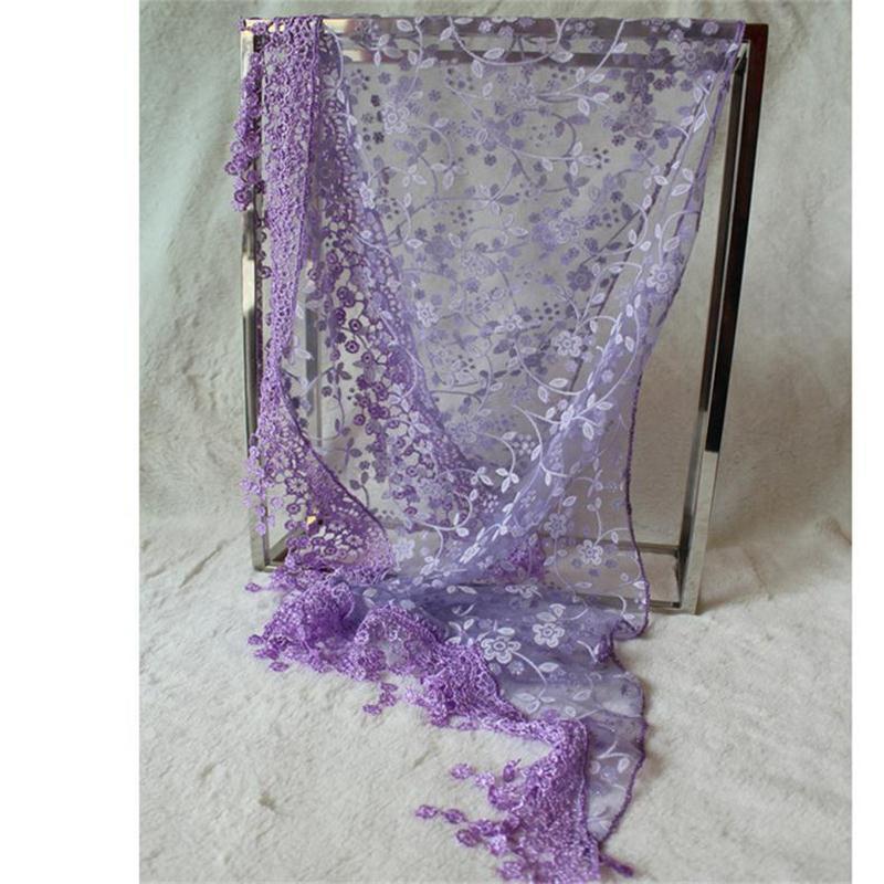 Fashion Hollow Lace Rose Burnt Triangle Silk Scarf