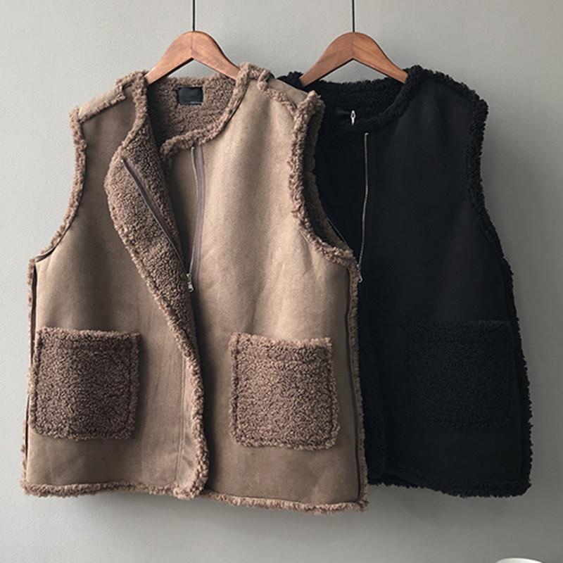 Autumn And Winter Lamb Wool Vest Women