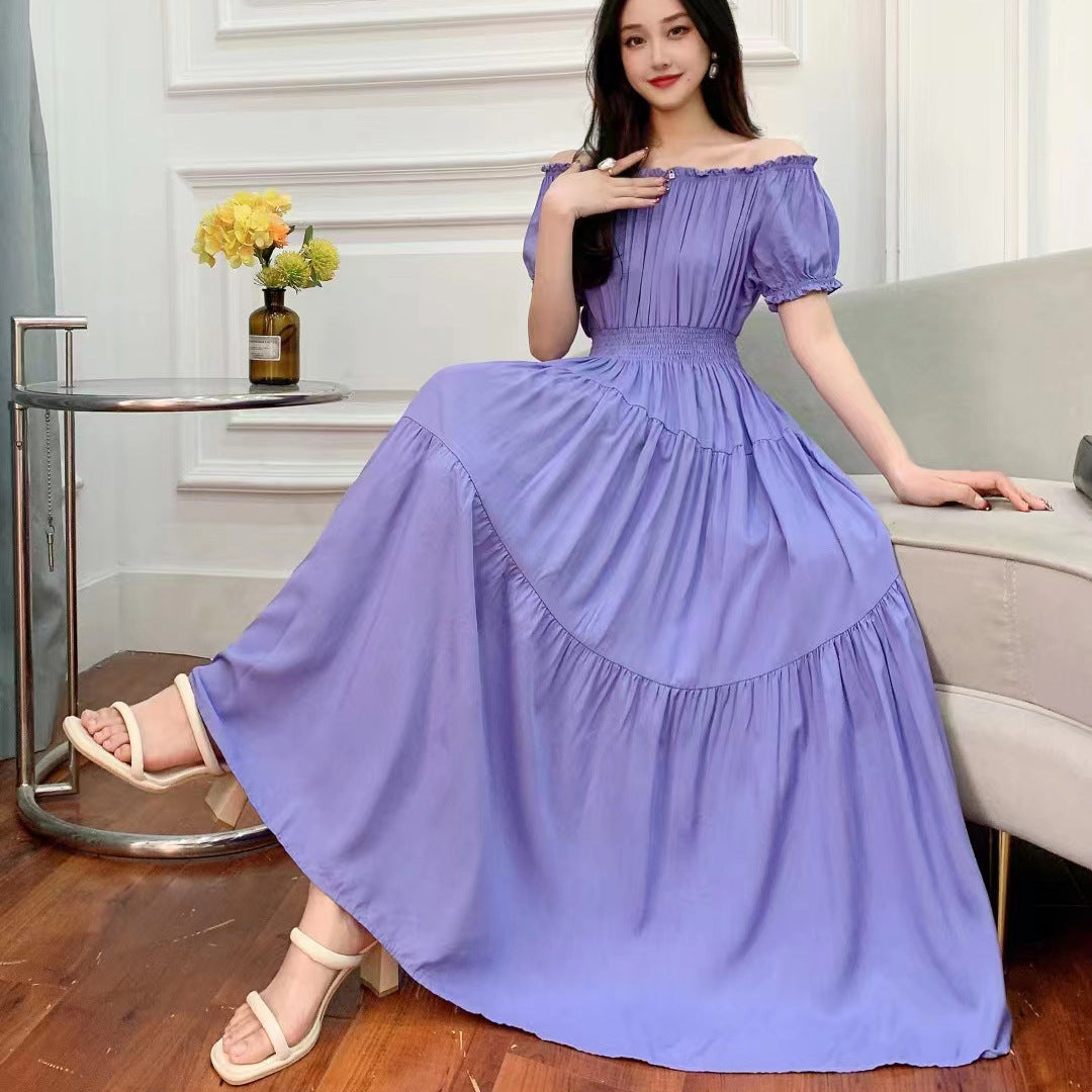 Off-neck Cotton Silk French Dress