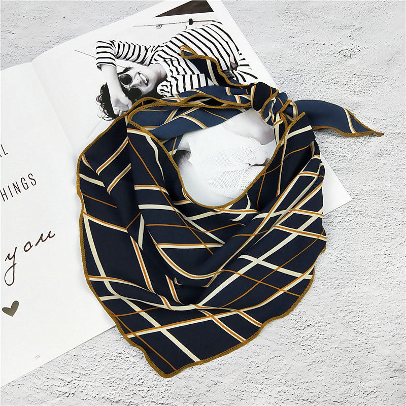 Decorative Printed Triangle Small Silk Scarf