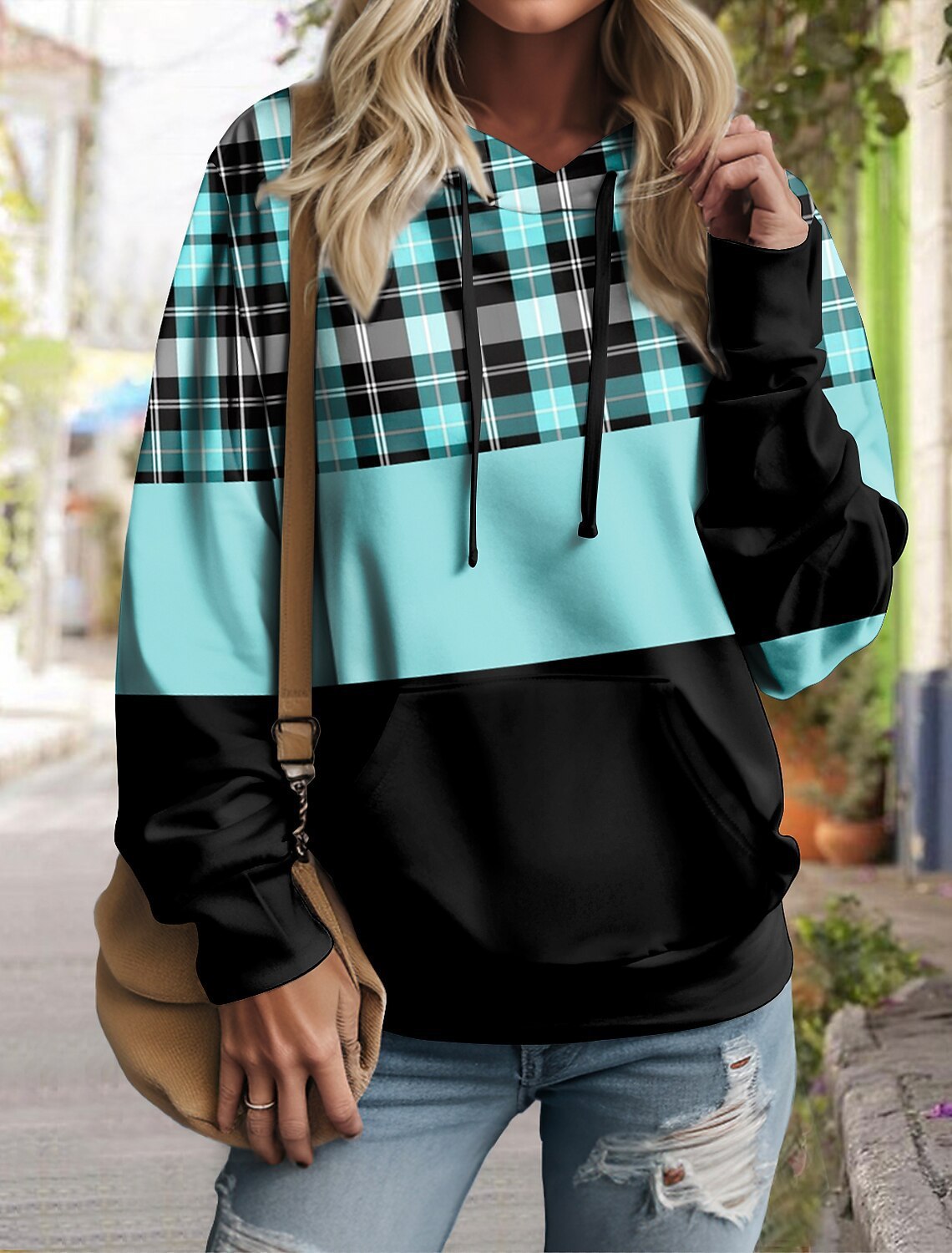 PlaidFusion Pullover Hoodie