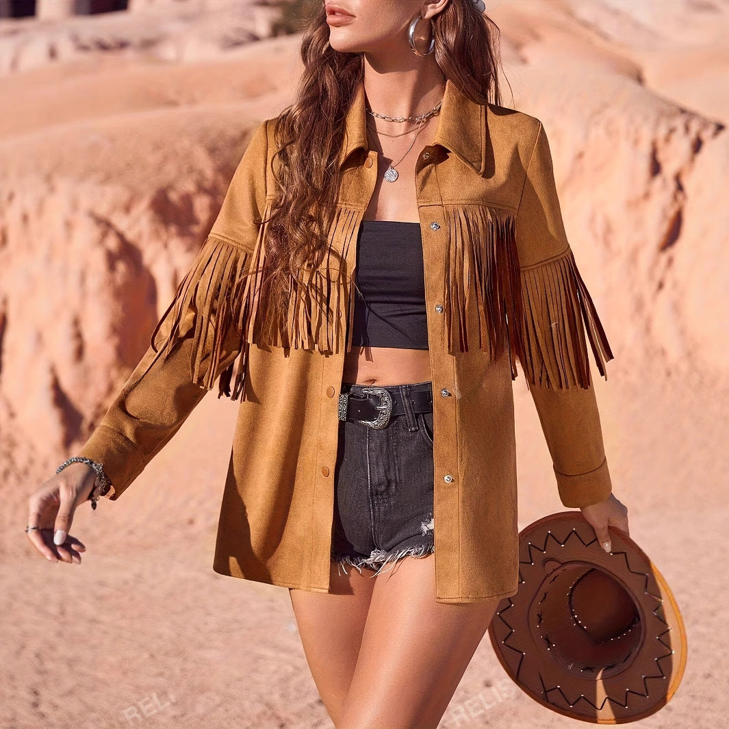 PrairieMuse Suede Fringe Jacket