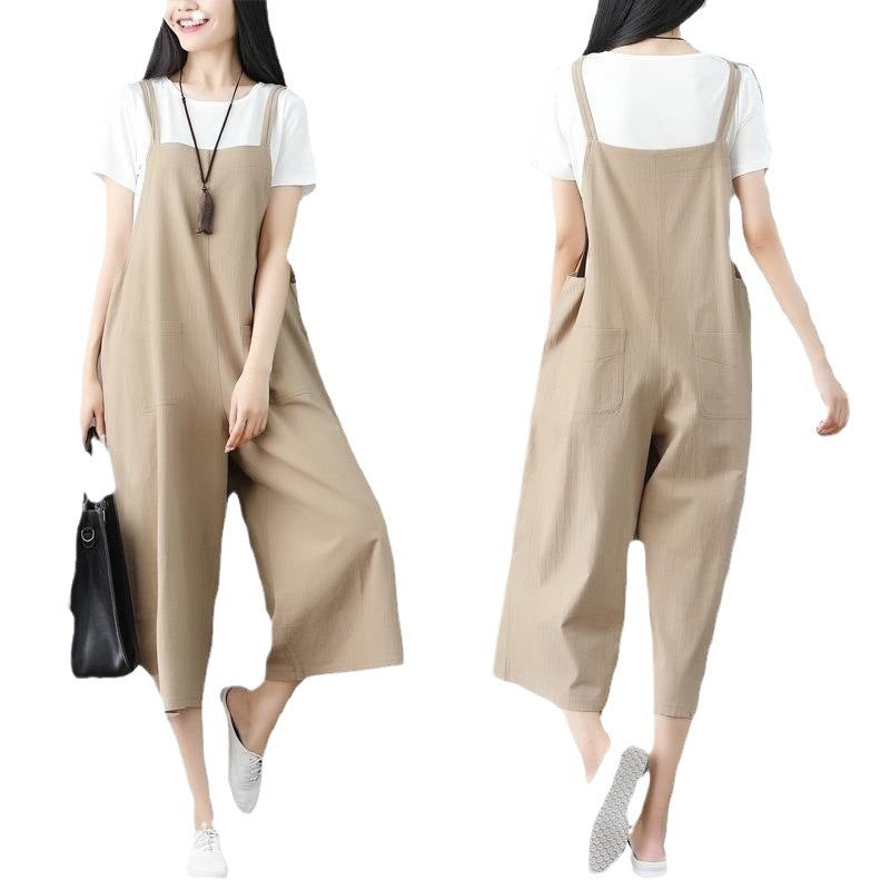 LunaBreeze™ Linen Suspender Jumpsuit
