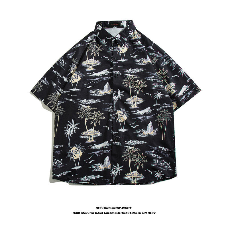 Hawaiian Ice Silk Short Sleeve Shirt Men
