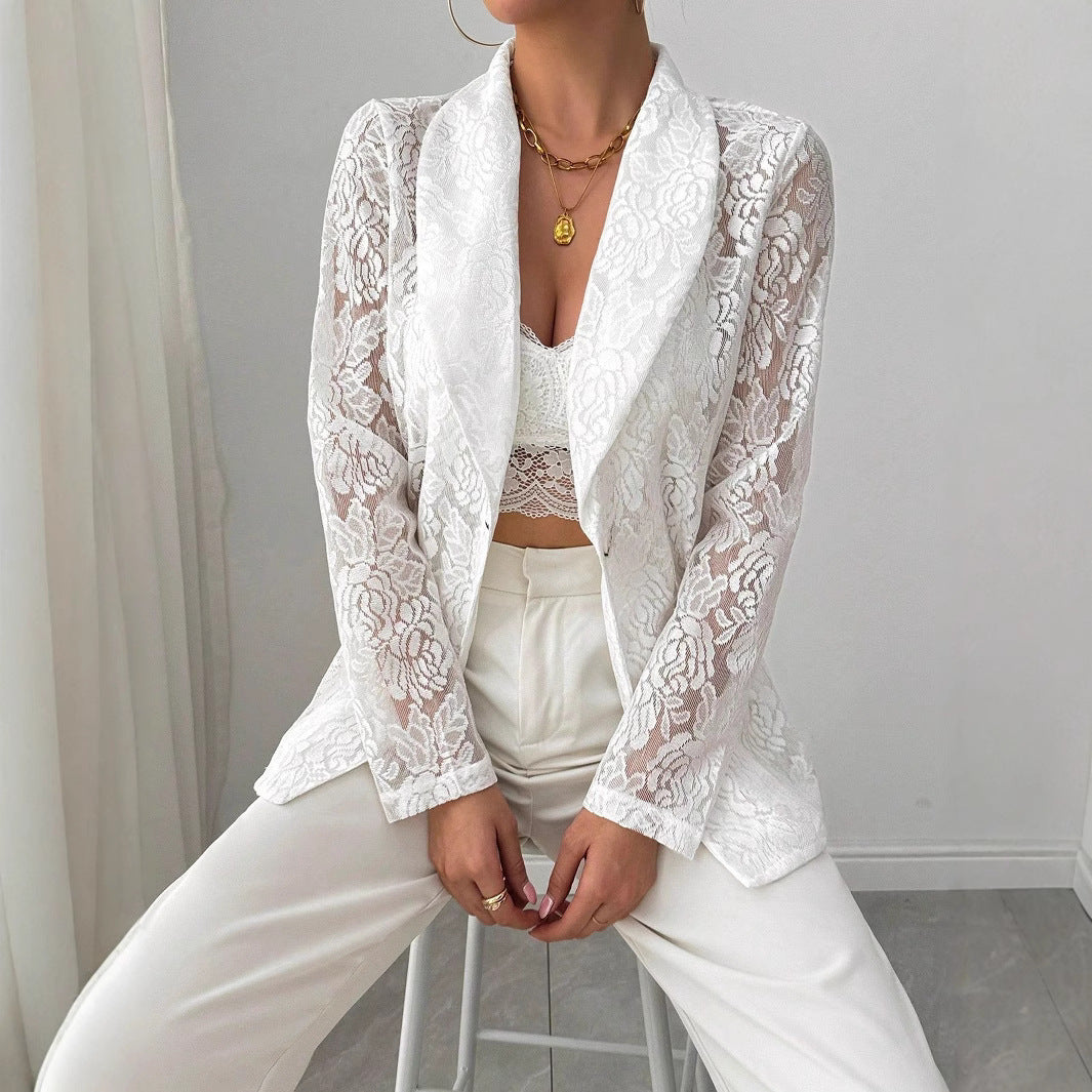IvoryGrace Lace Embroidered Blazer
