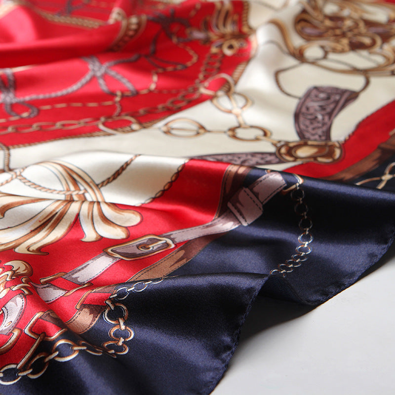 Fashion Retro Women's Printed Silk Square Scarf