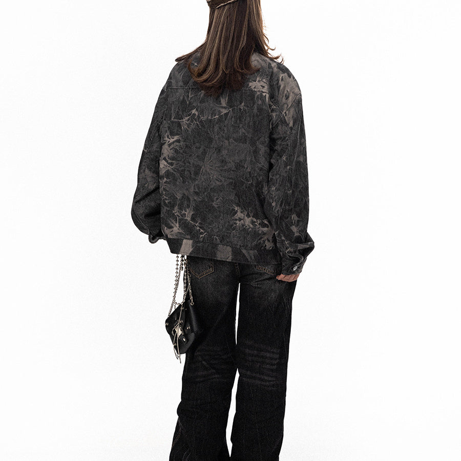 IndigoBloom Tie-Dyed Embroidered Denim Coat