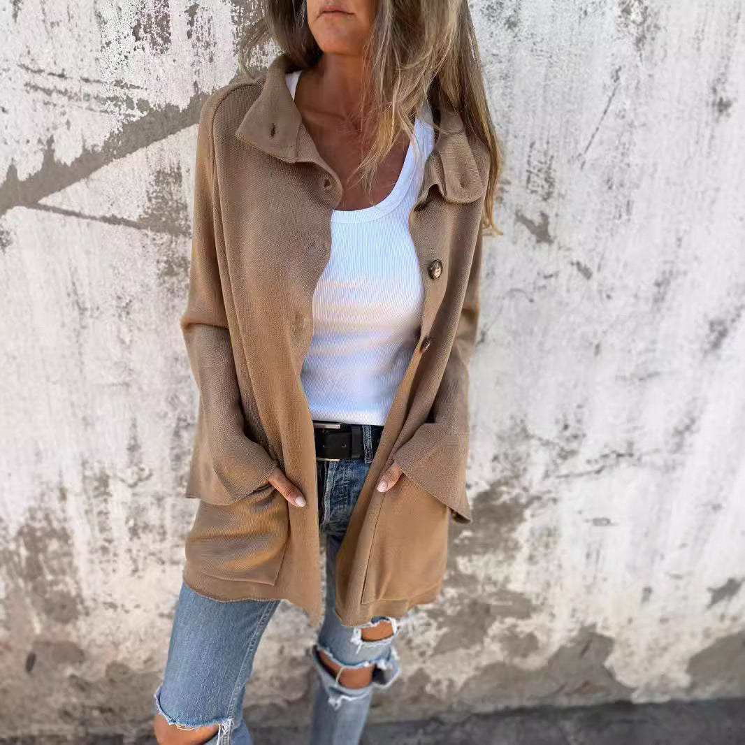 Women's Lapel Long Sleeve Cardigan Jacket Women