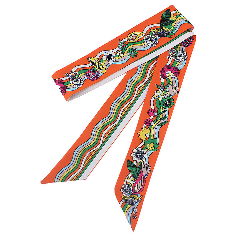 Women's French Flower Wave Imitated Silk Scarves