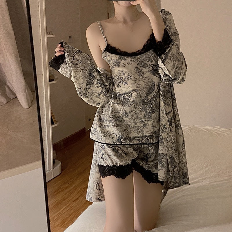 Women's Summer Ice Silk Vest Shorts Pajamas Suit