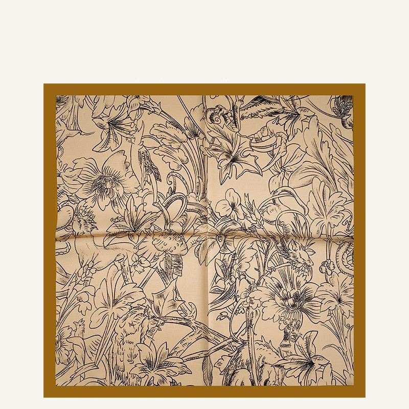 Women's Floral Print Silk Scarf Small Square
