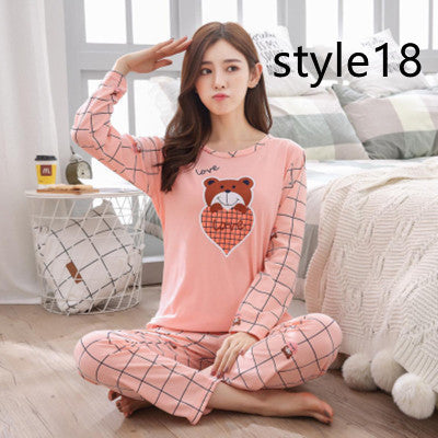 Milk Silk Cartoon Long-sleeved Trousers Ladies Home Service Suit