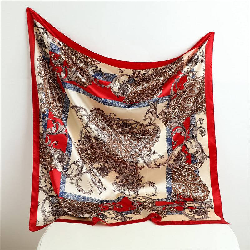 Real Shot Silk Factory Wholesale Artificial Silk Satin Square 90x90cm Scarf