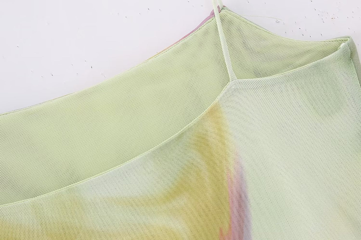 Laminated Decoration Printed Silk Net Dress