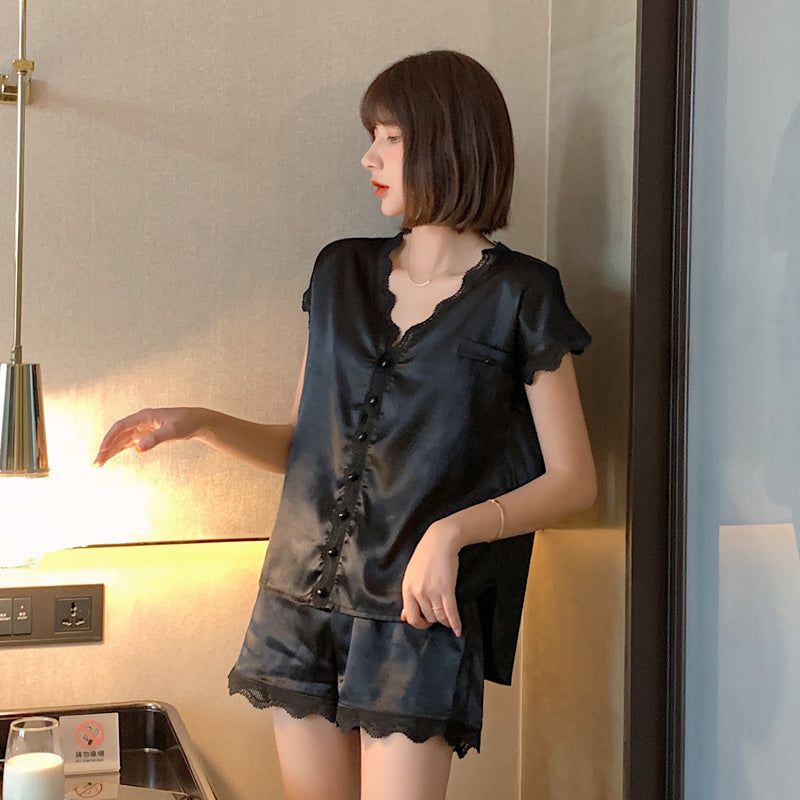 Summer ice silk thin lace women's pajamas
