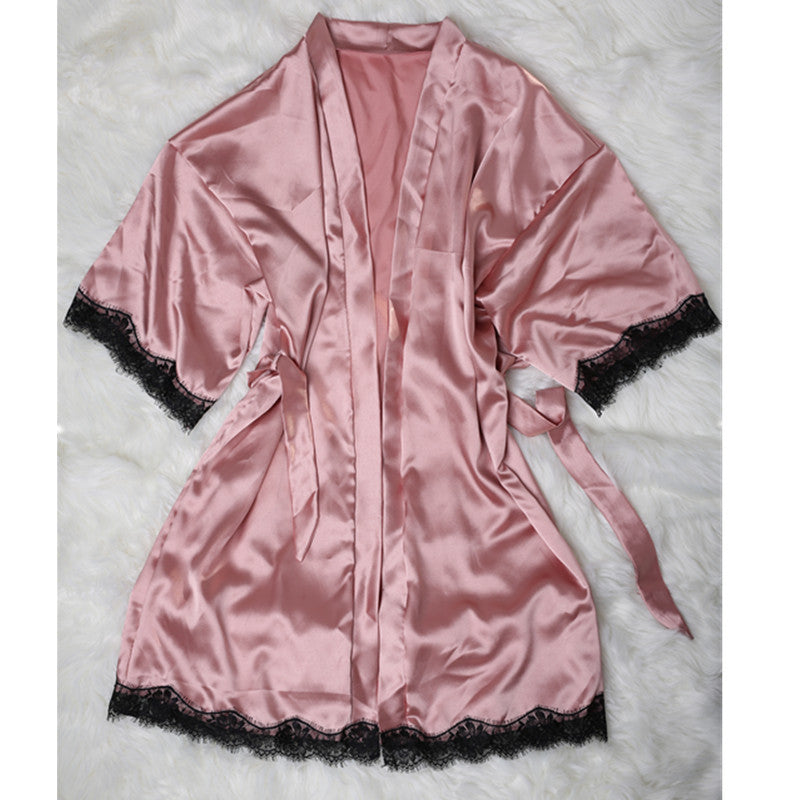 Silk V-neck lace pajamas