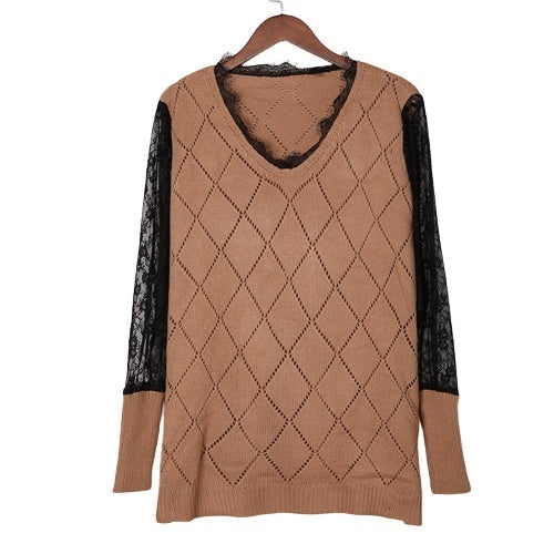 LaceWhisper V-Neck Knit Top