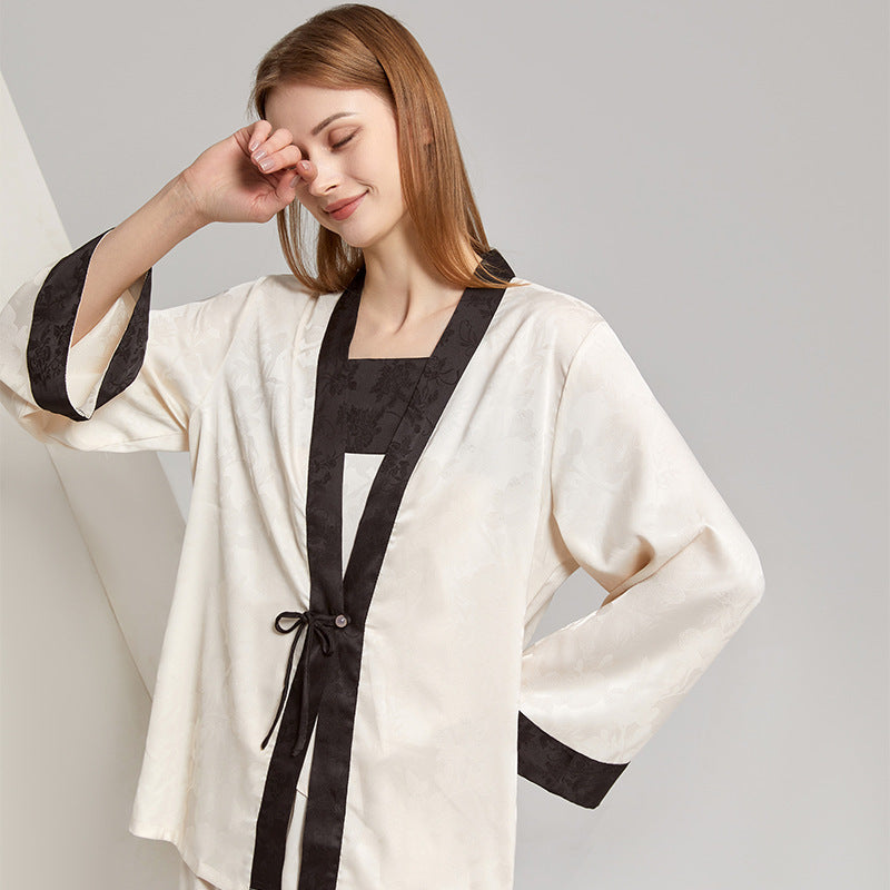 Women's Beige Cool Ice Silk Pajamas