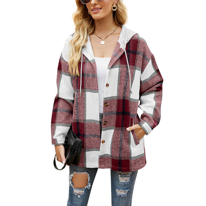 PlaidEase Hooded Coat Shirt