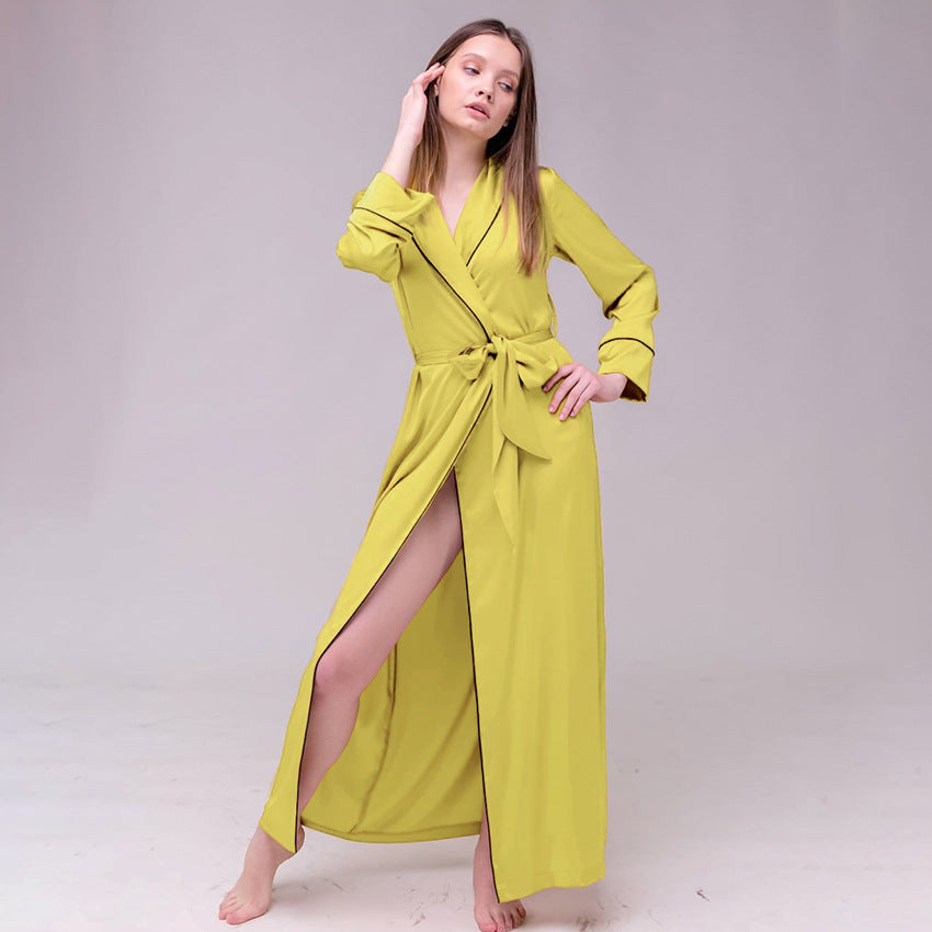 Pajamas Women's Red Simulation Silk Belt