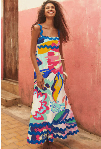 PetalRipple Slip Dress